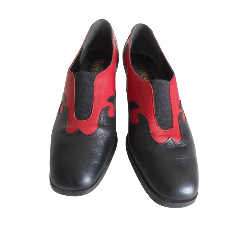 Vintage Siamanto red black western style Pump Size 8 M 2 1/4 inch heel - Picture 2 of 10